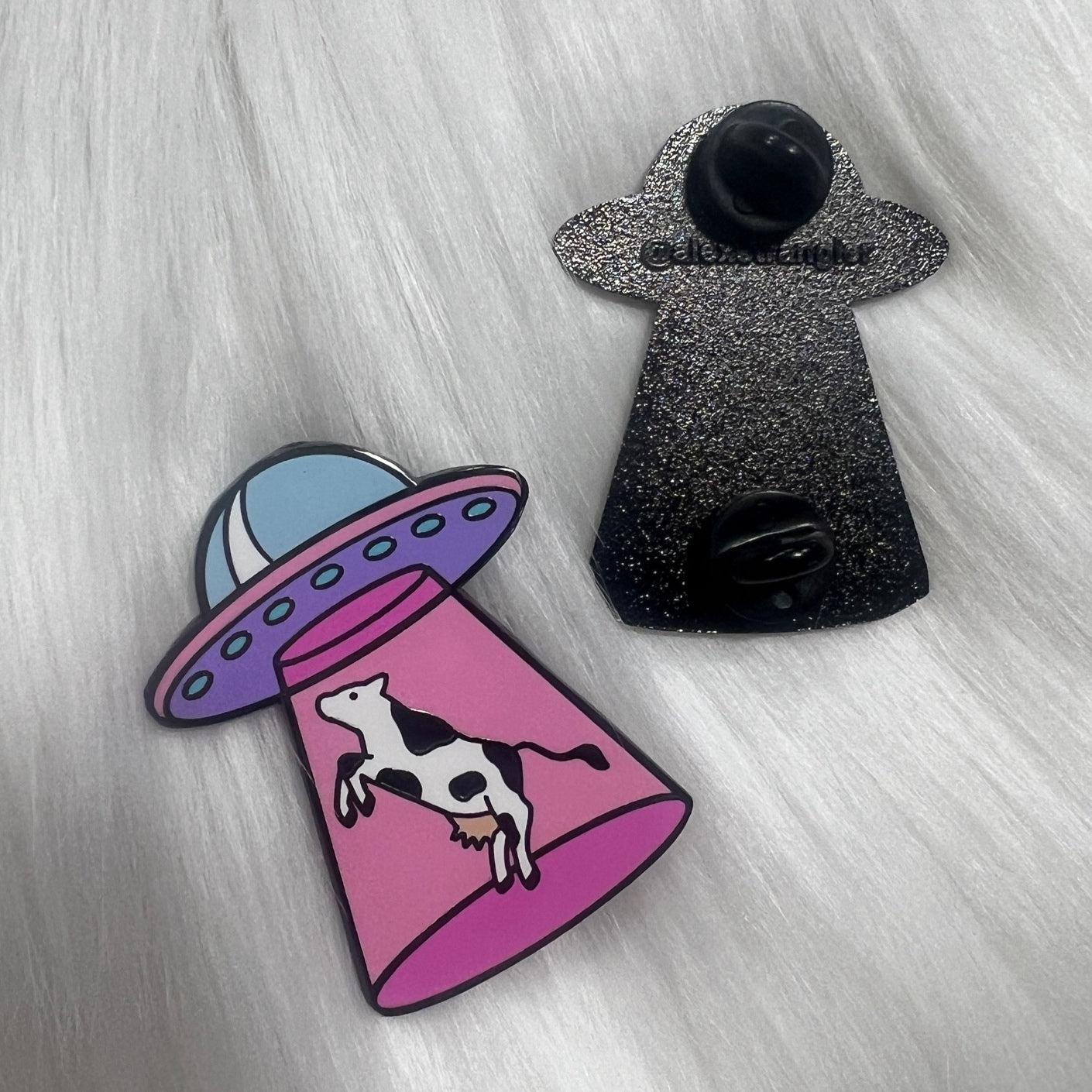 Cow Abduction UFO - Enamel Pin
