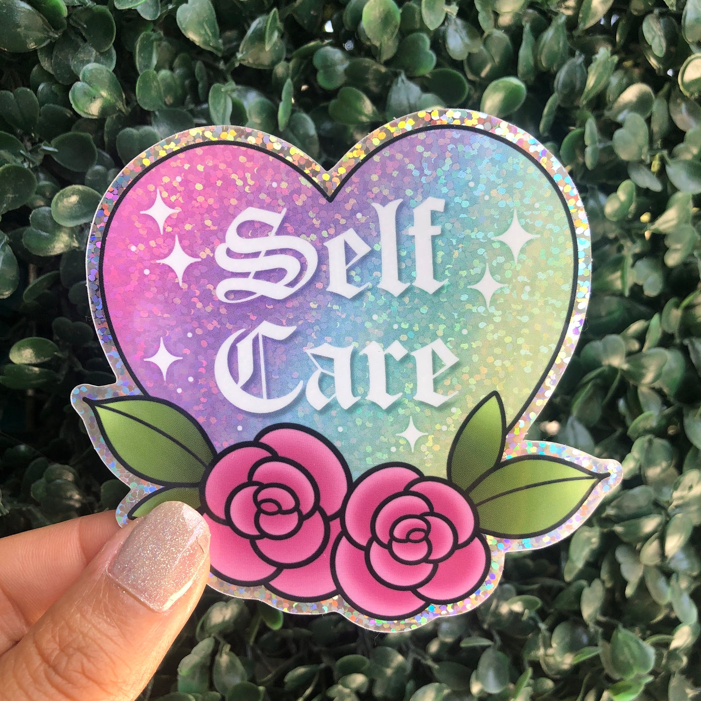 Self Care - Holographic/Glitter Sticker