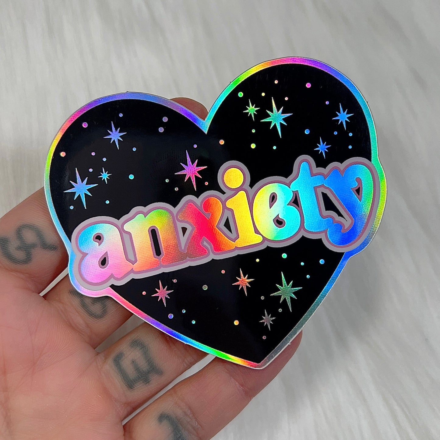 Anxiety - Black Holographic Sticker
