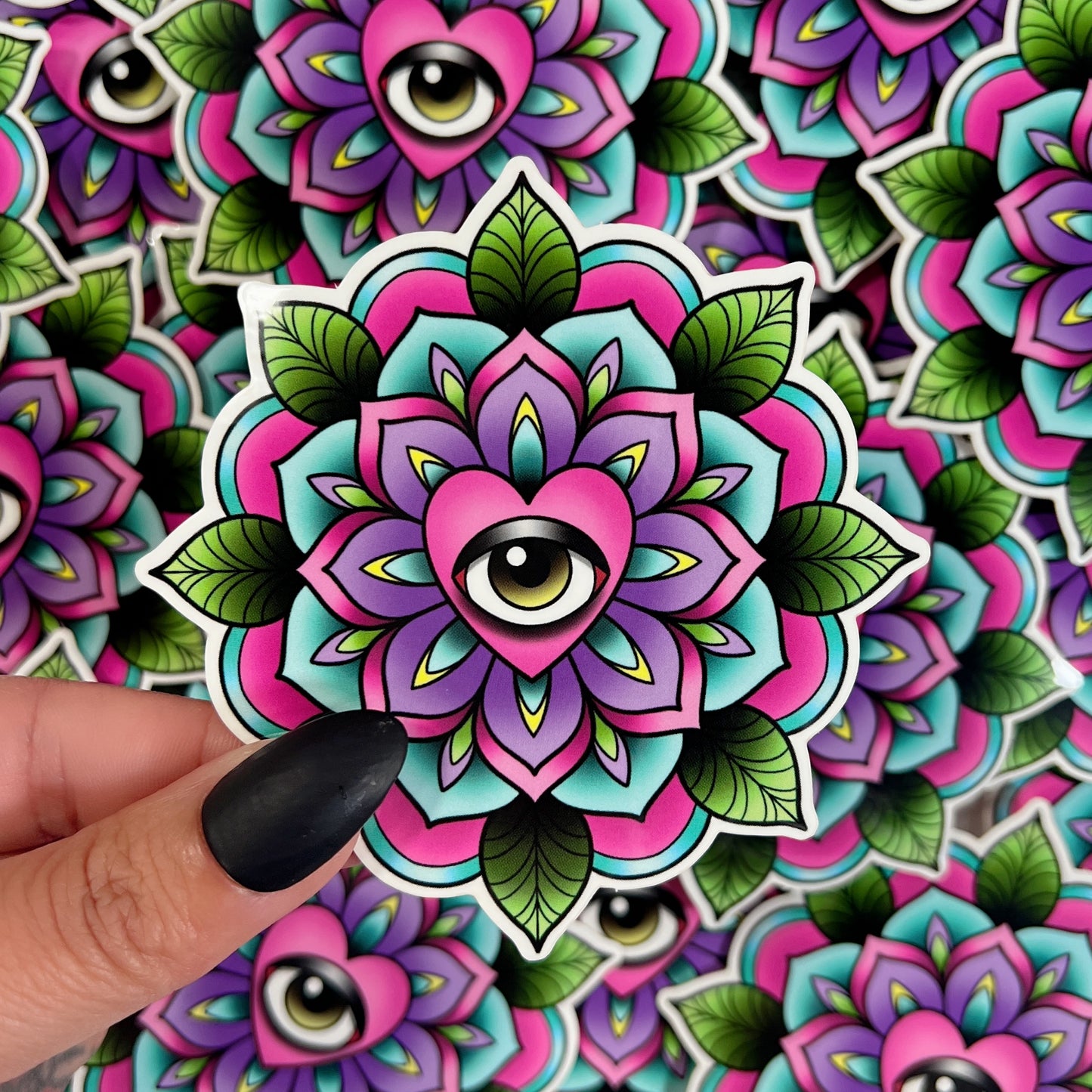 Heart Eye Geo-Flower - Sticker