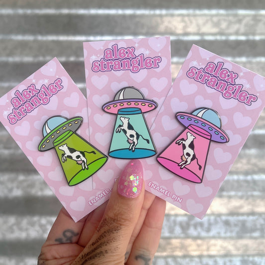 Cow Abduction UFO  - Enamel Pin