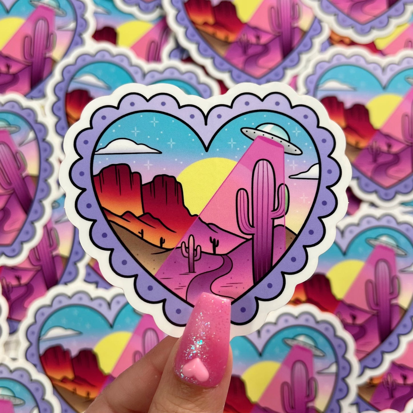 Desert UFO Heart - Sticker