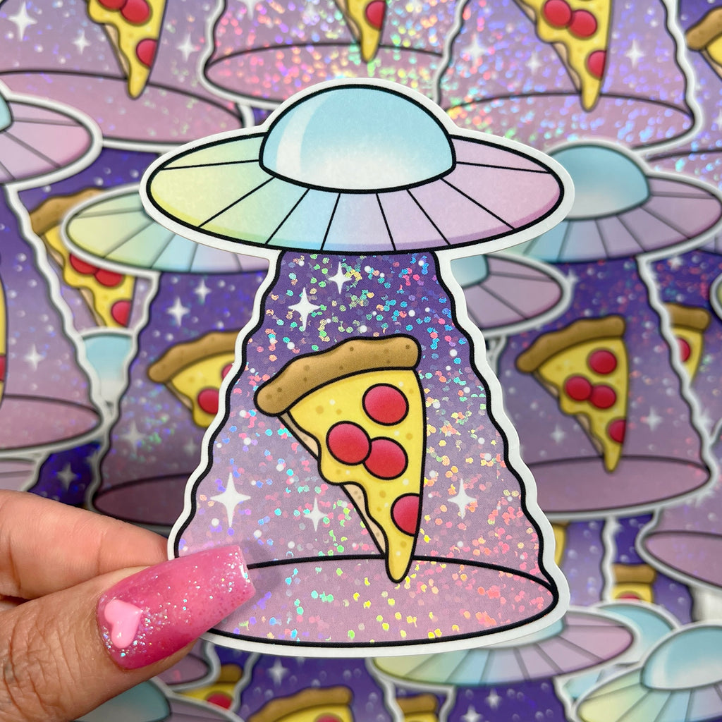 Pizza Abduction - Glitter Sticker