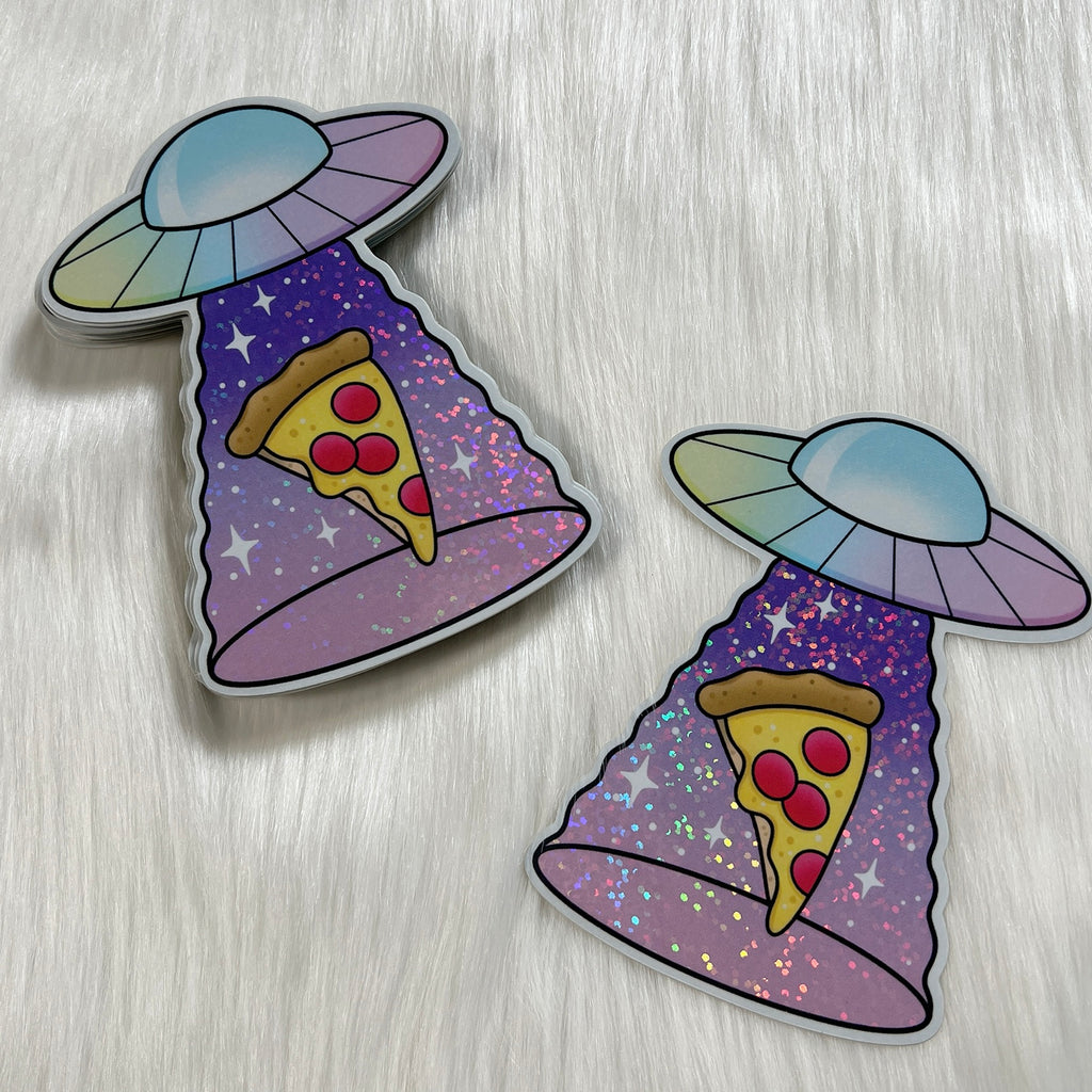 Pizza Abduction - Glitter Sticker