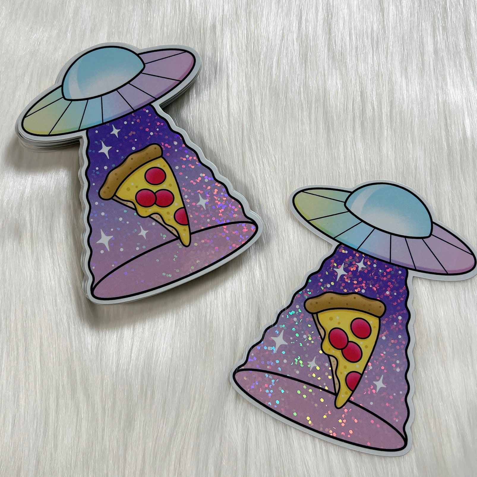 Pizza Abduction - Glitter Sticker