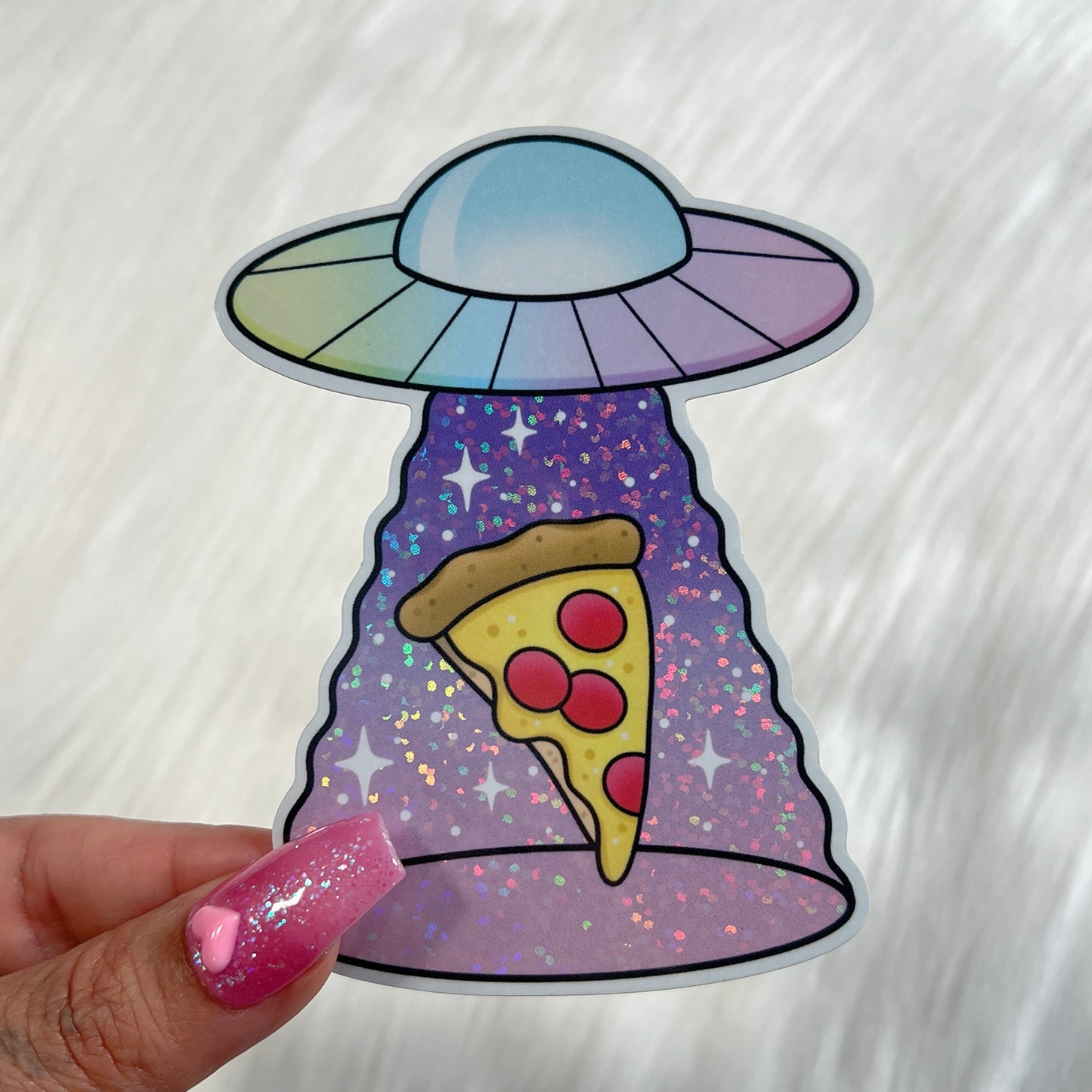 Pizza Abduction - Glitter Sticker