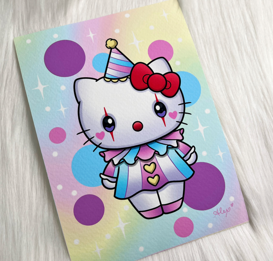 Kawaii Kitty Clown - Print