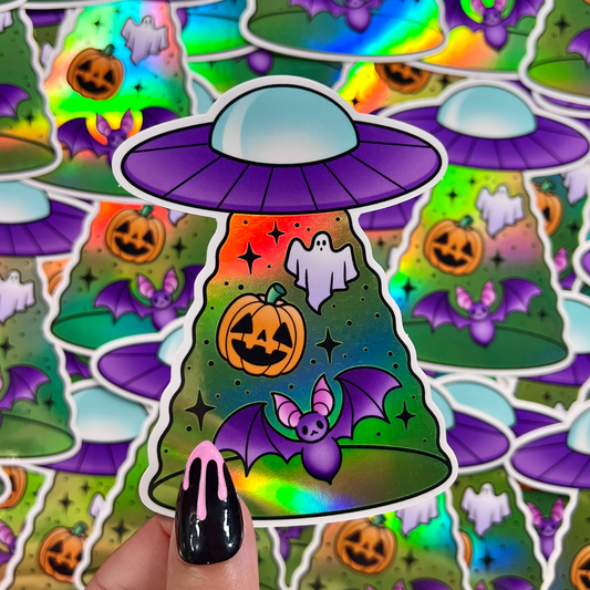Spooky UFO - Holographic Sticker