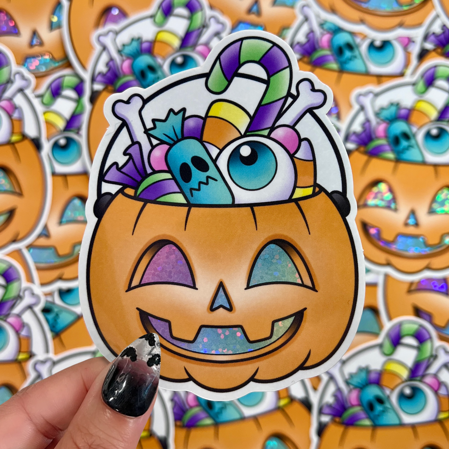 Candy Pumpkin Bucket - Glitter Sticker