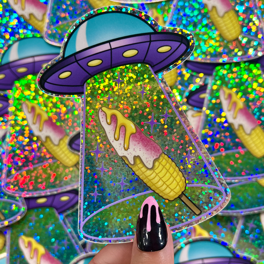 Elote Abduction - Glitter Sticker