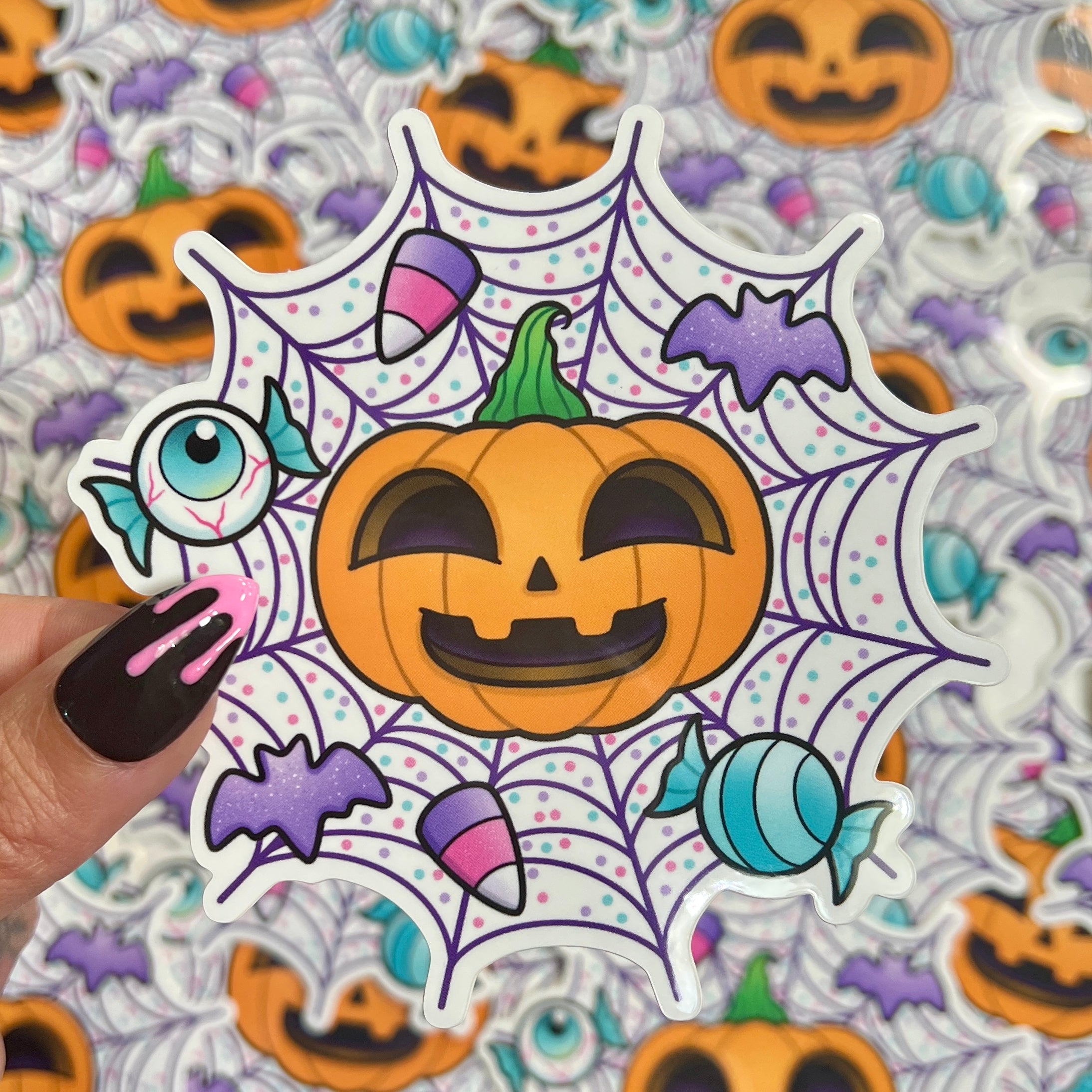 Spoopy Pumpkin Spiderweb -  Sticker