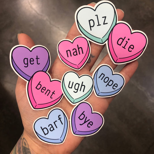 Mean Valentines Candy Hearts - Sticker Set