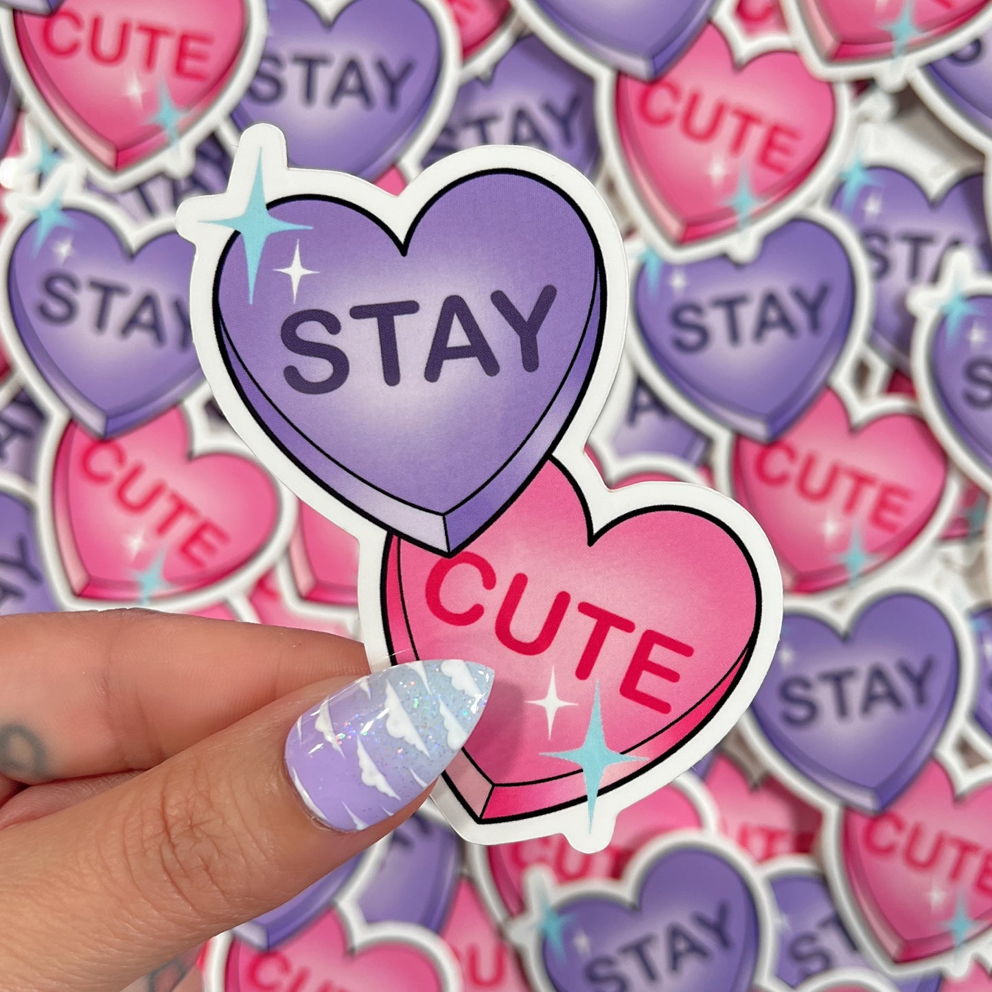 Stay Cute Candy Hearts - Sticker