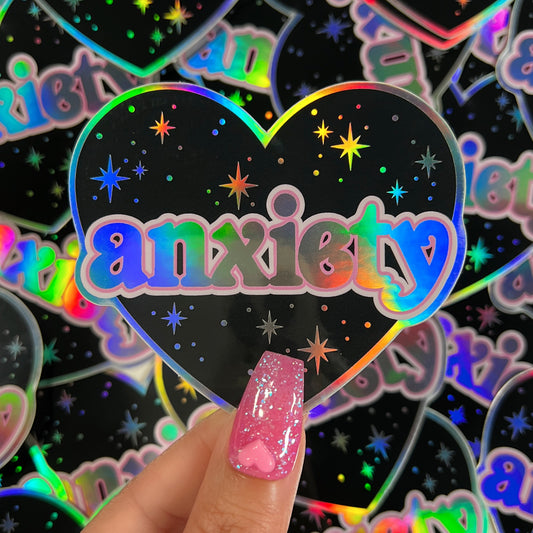 Anxiety - Black Holographic Sticker