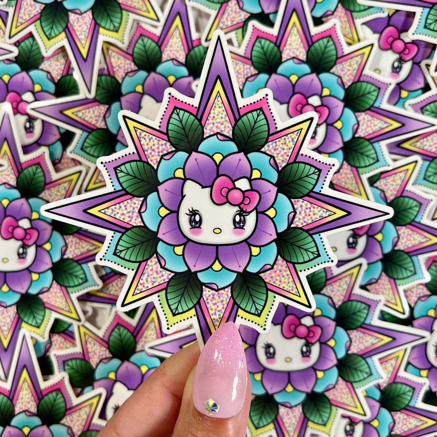 Kitty Geo-Flower - Sticker
