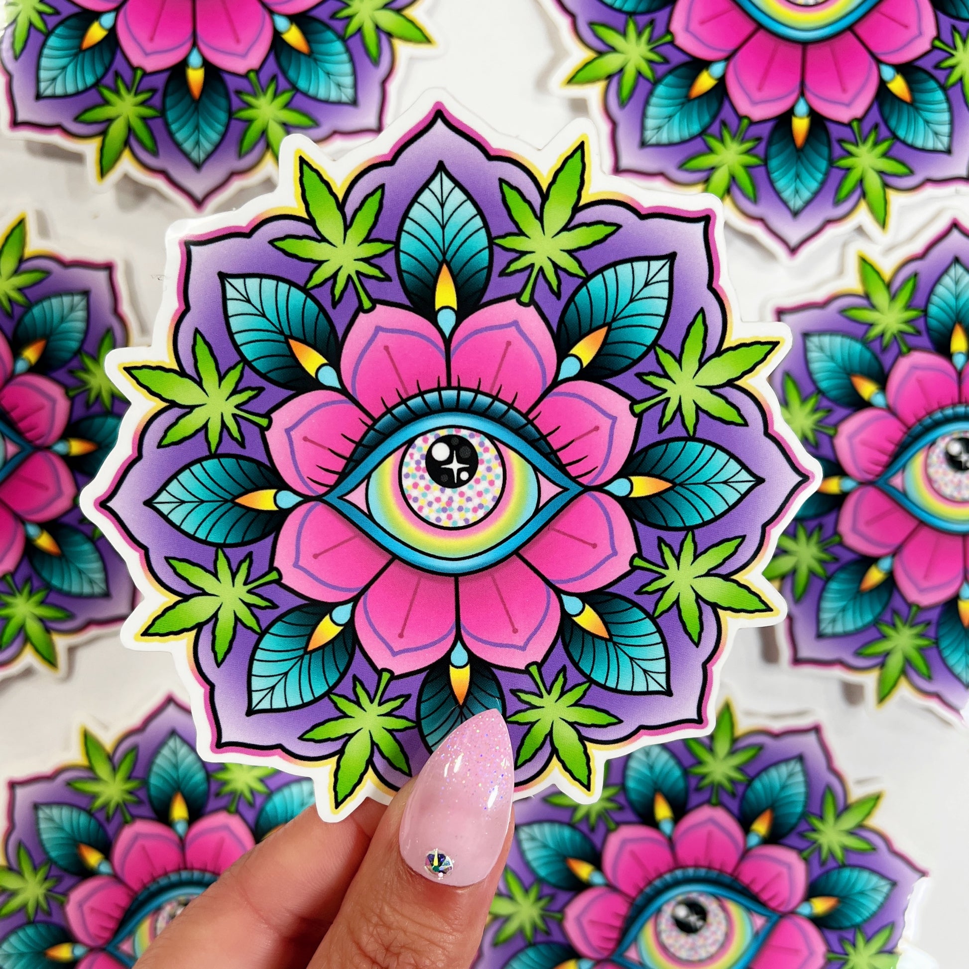 Trippy Eye Geo-Flower - Sticker – Alex Strangler Shop