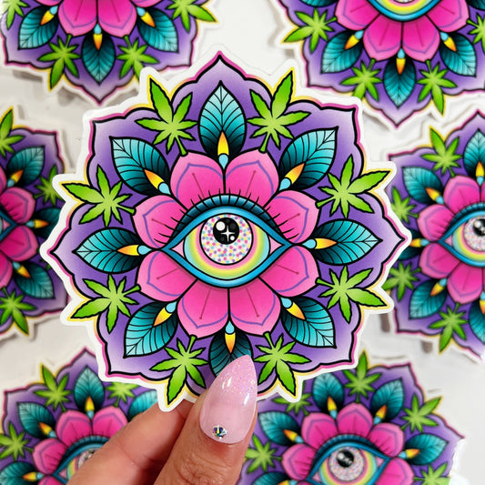Trippy Eye Geo-Flower - Sticker