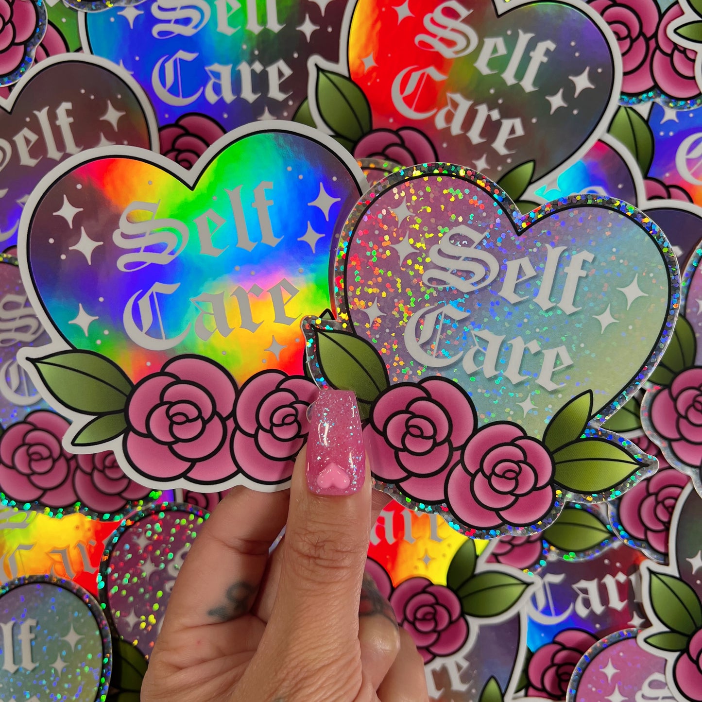 Self Care - Holographic/Glitter Sticker