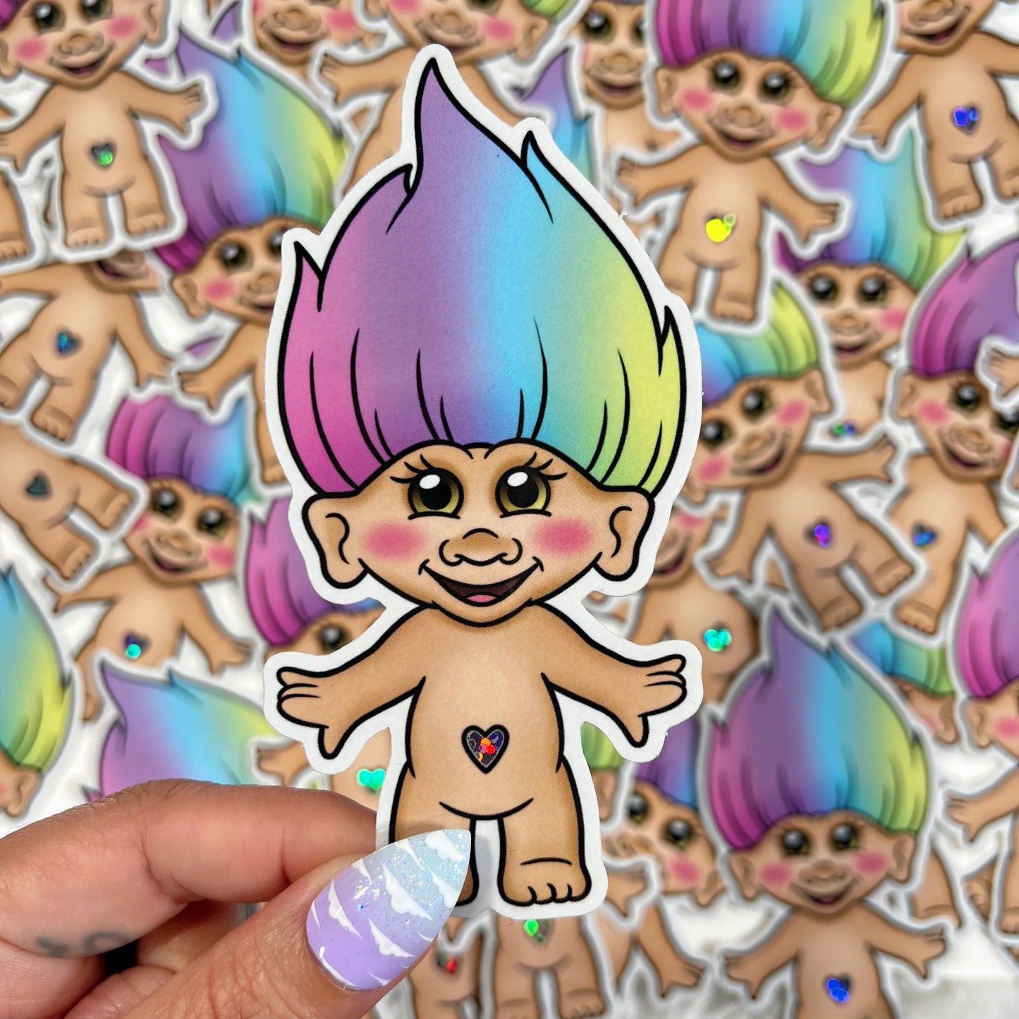Troll Doll - Pastel - Glitter Sticker